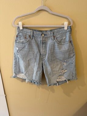 Levi's Light Blue Distressed Denim Shorts